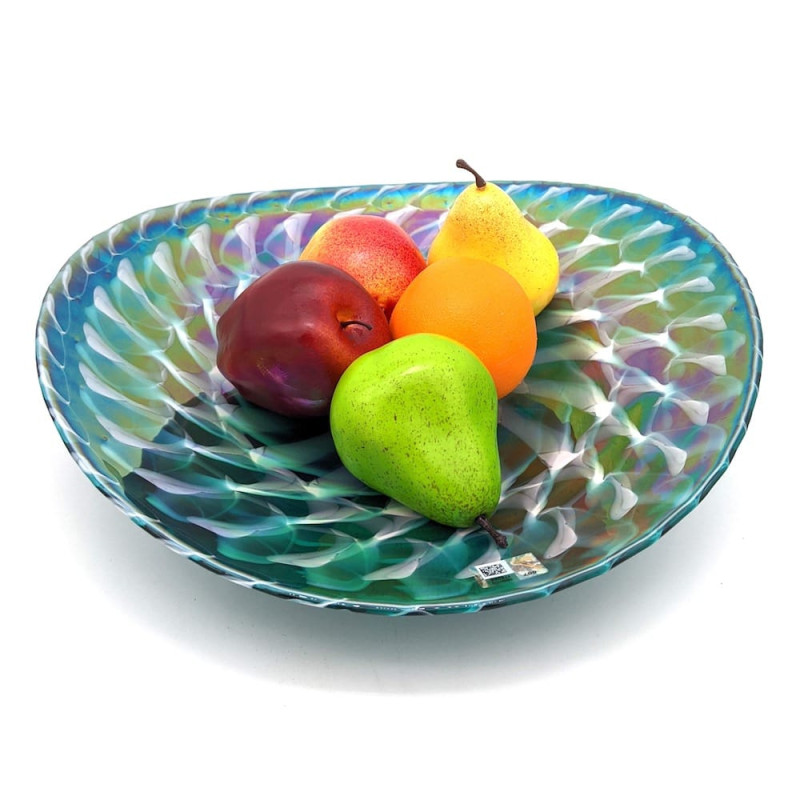 Murano glass sleek  handcrafted fruit bowl