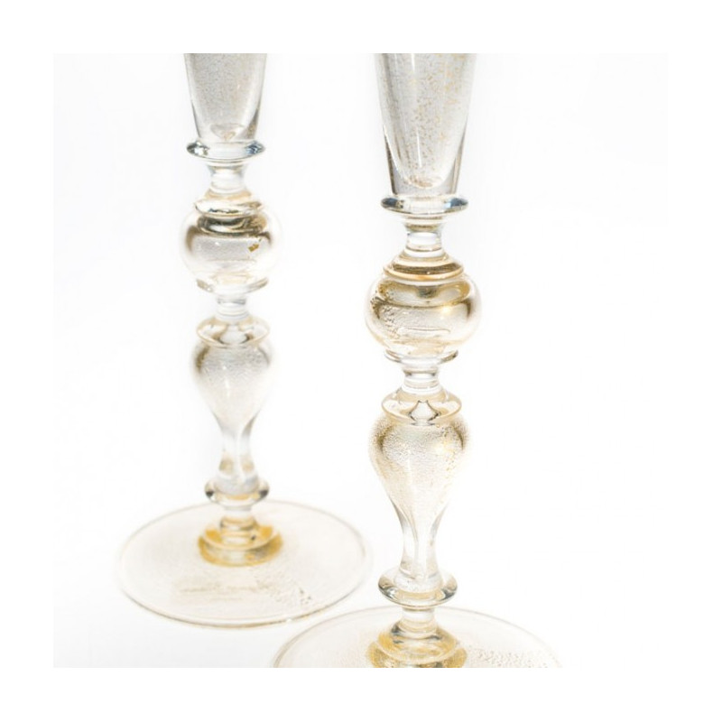 Set bicchieri con decorazione artigianale in foglia d'oro