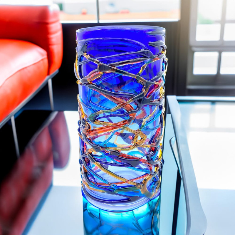 Murano Glass Blue Vase