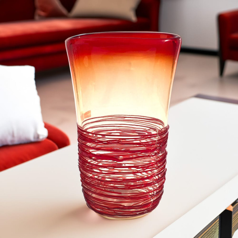 Murano Glass Vase Red