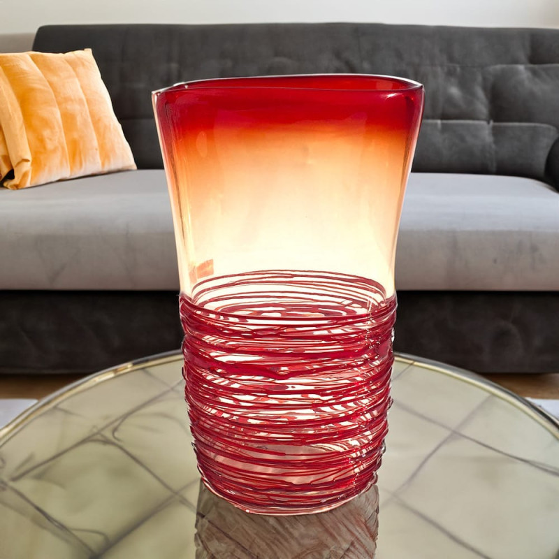 Vaso Rosso Vetro Artistico