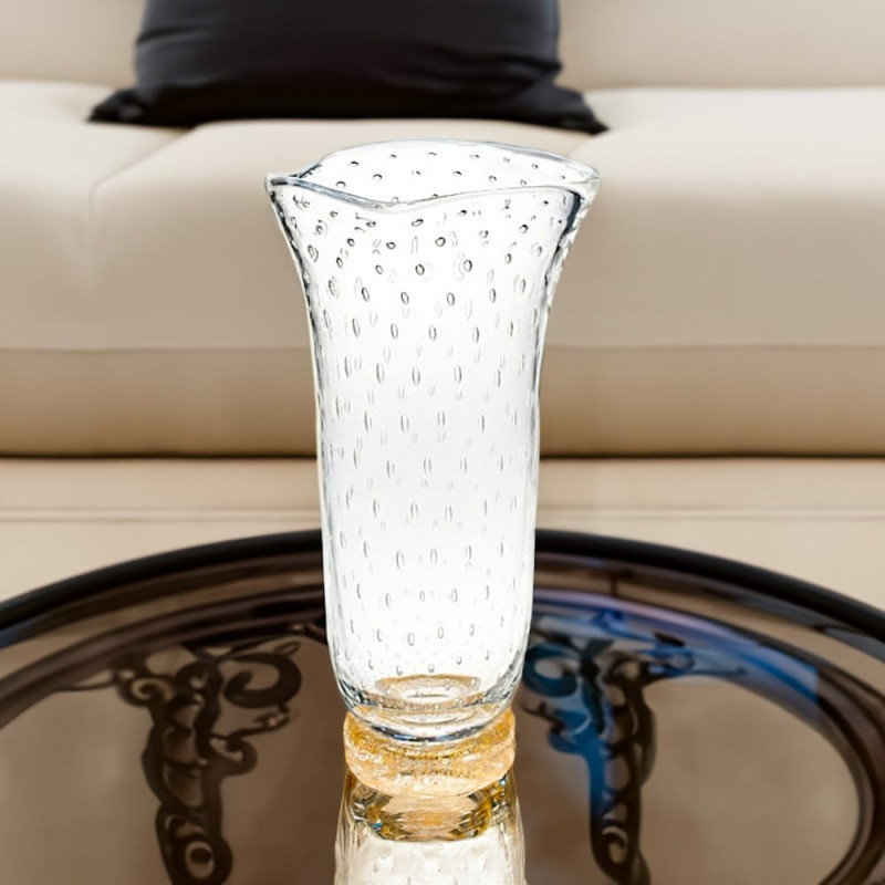 Murano Glass Vase Gold Crystal