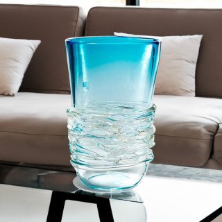 Vaso Azzurro Vetro Murano