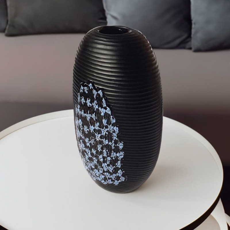 Vaso Ovale Nero Murano