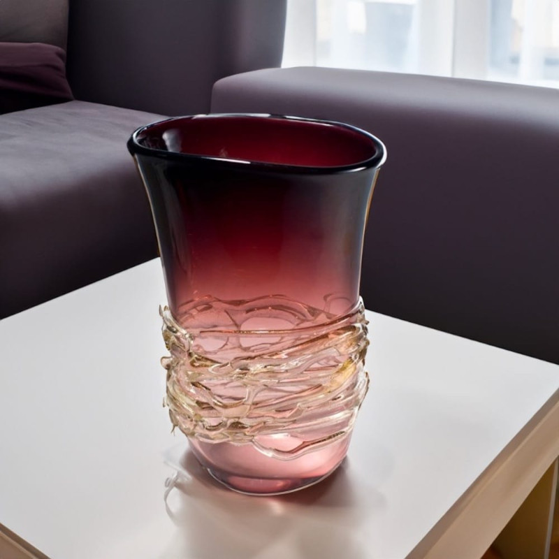 Murano Glass Vase Gold Violet