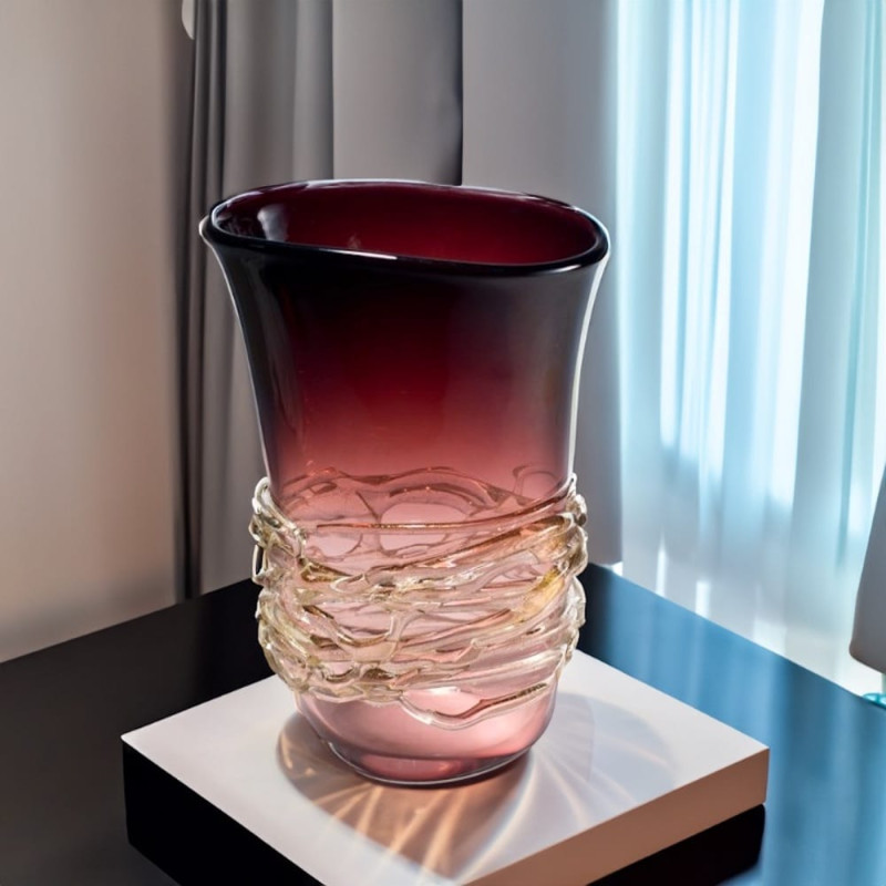 Murano Glass Vase Violet Gold