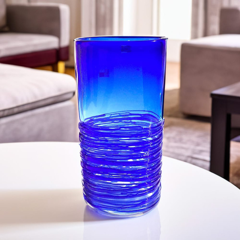 Murano Glass Vase Tall Blue