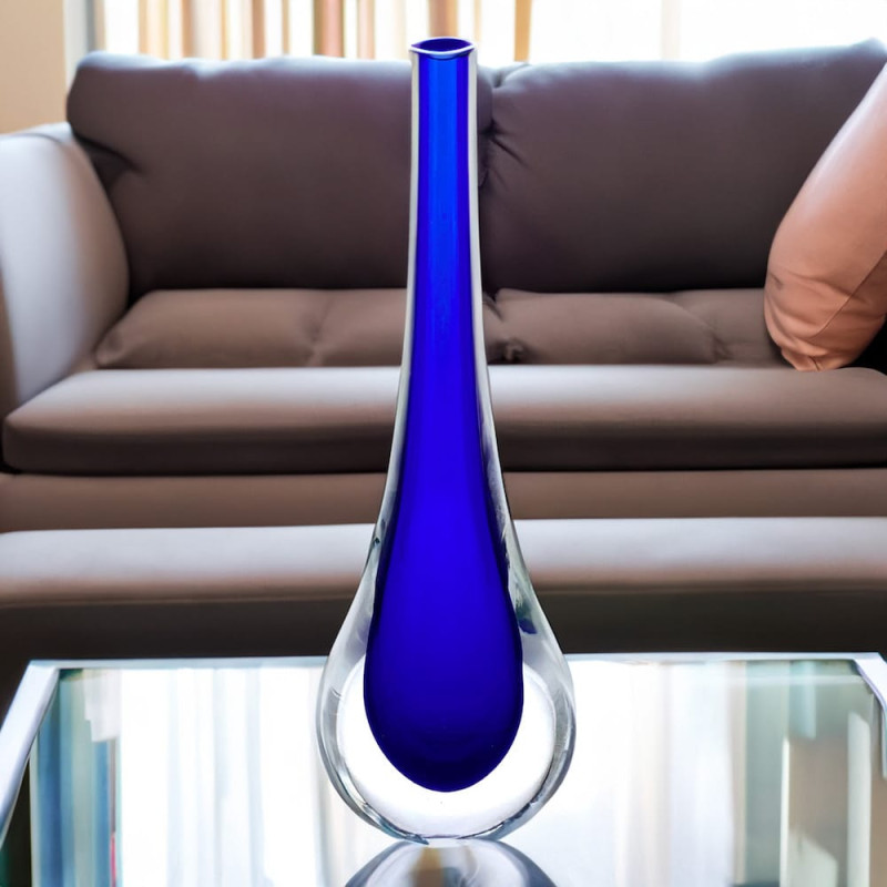 Murano Glass Vase Blue Modern