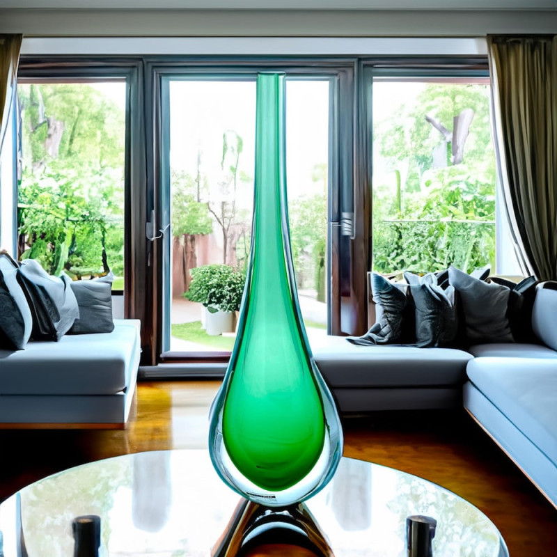Murano Glass Vase Green Drop