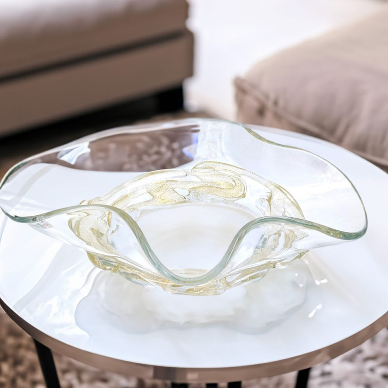 Murano Glass Bowl Crystal Gold