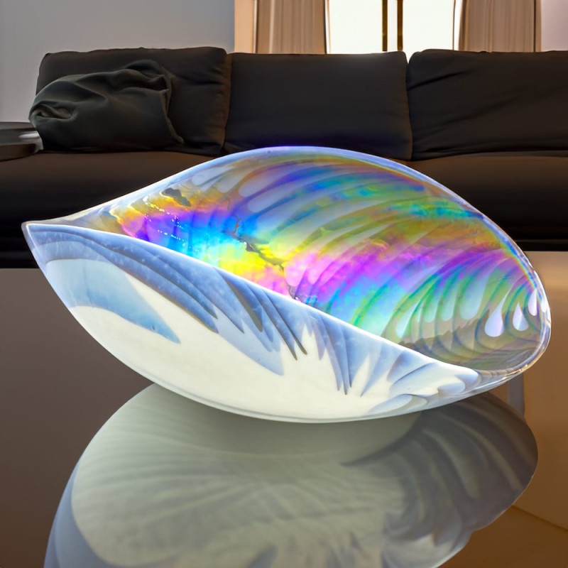 PLUTO centrotavola bianco con sfumature turchesi