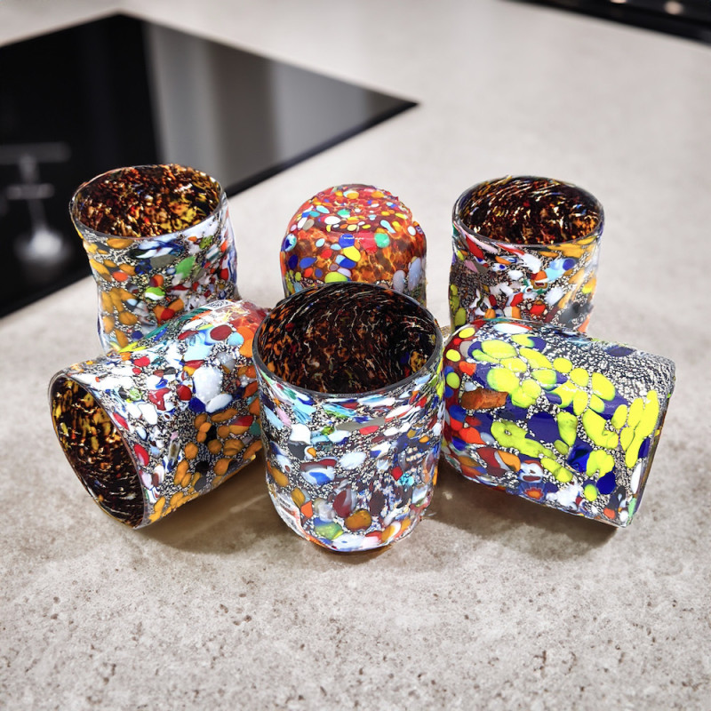 Black Murano Glass Set: Colorful Elegance