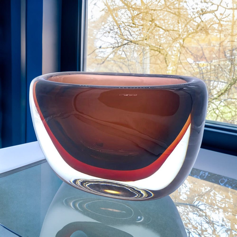 Murano glass Vase Red Black