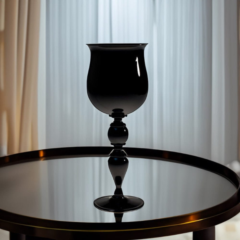 Murano Glass Goblet Black