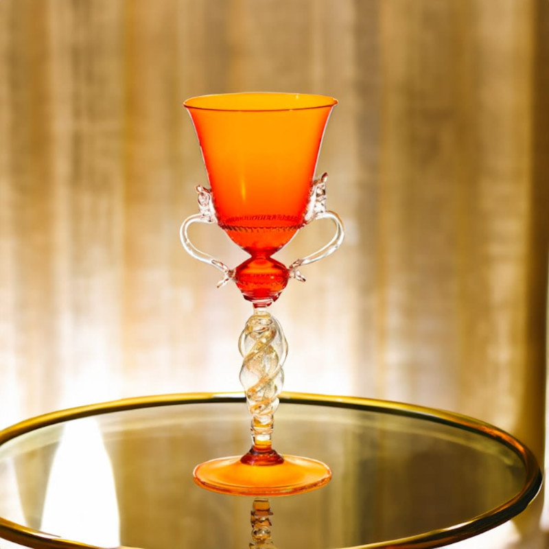 Murano Glass Goblet Orange