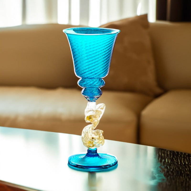 MURANO GLASS ムラノ ブルー ライオン モチーフ 装飾 デカンタ MURANO GLASS ムラノ ブルー ライオン モチーフ 装飾 デカンタ