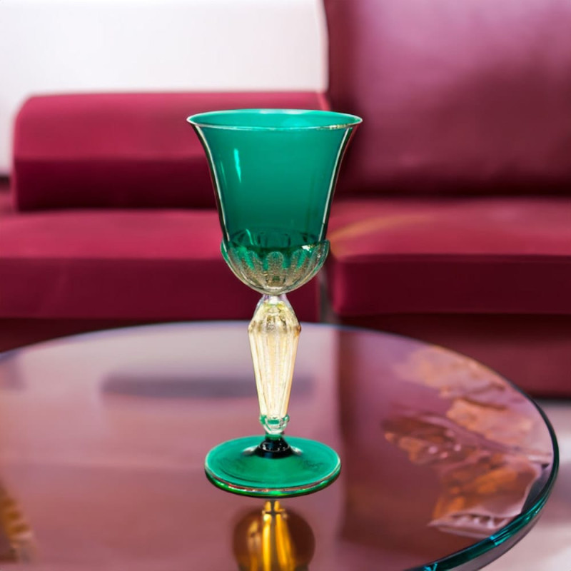 Murano Glass Goblet Green