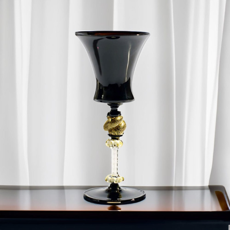 Murano Glass Goblet Black