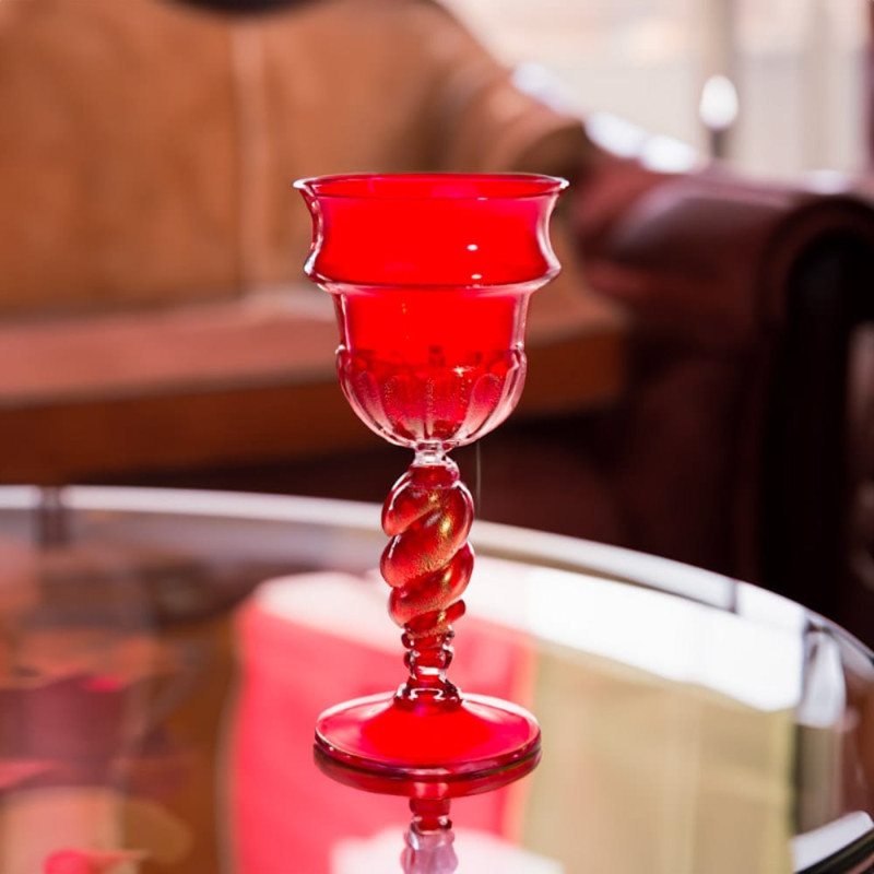 Murano Glass Goblet Red