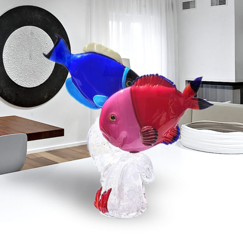 Grande Scultura Pesci Tropicali in Vetro