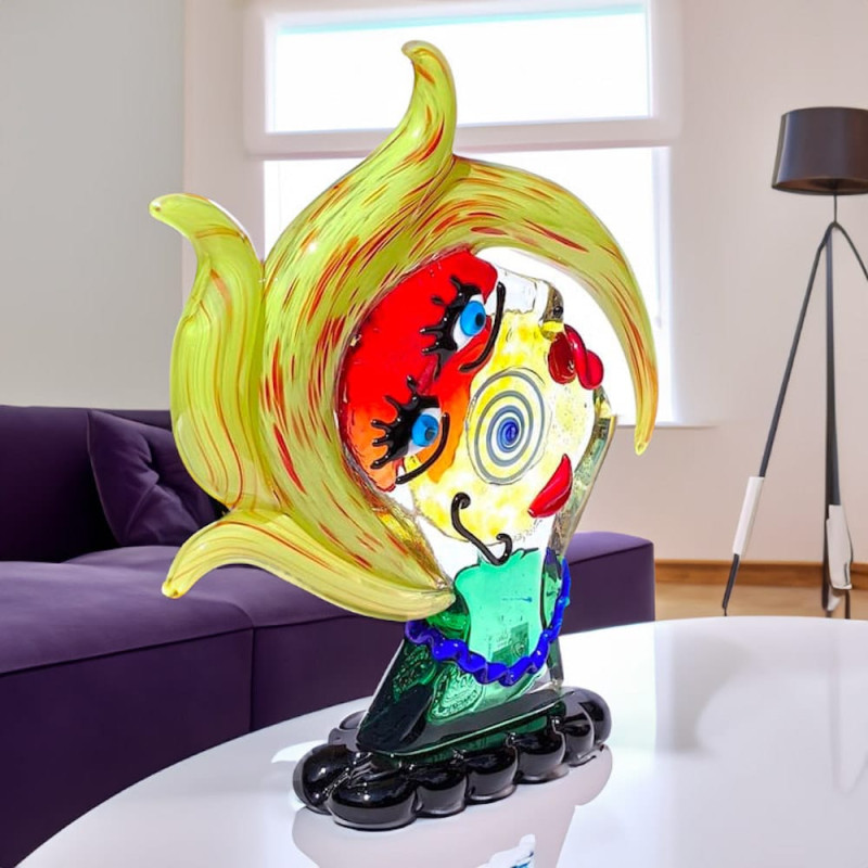 Women Head Glass Sculpture