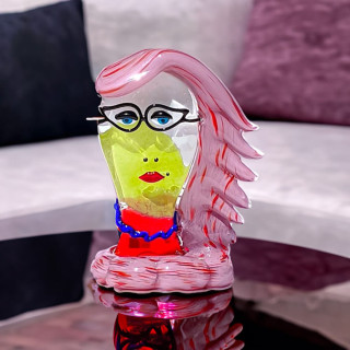 Sculpture of Pink Hair Woman Head