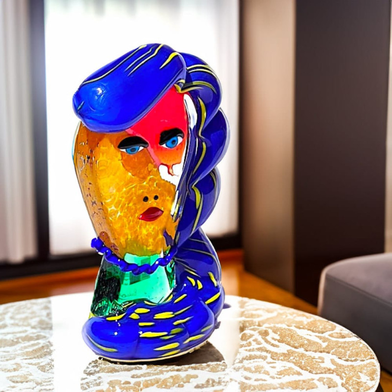 Blue Head Sculpture made Murano