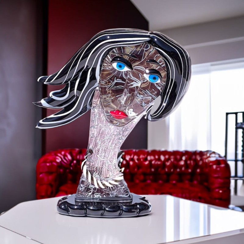 Female head in glass with colored details| Gift Idea