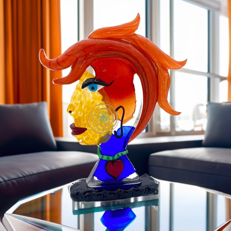 Woman Head Glass Figure