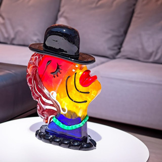 Testa con cappello in vetro murano