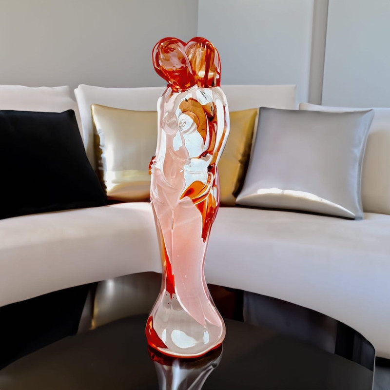 Abbraccio vetro rosso murano