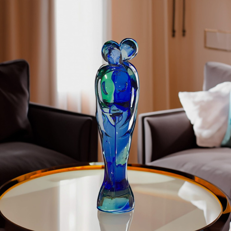 Murano glass blue green love sculpture