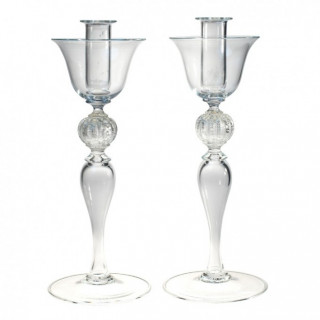 silver candleholder couple murano