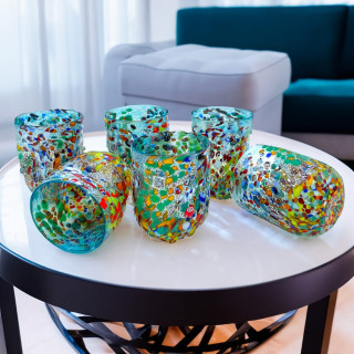 Set di bicchieri azzurri e argento Veneziani