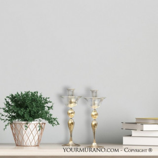 gold leaf clear candle holders