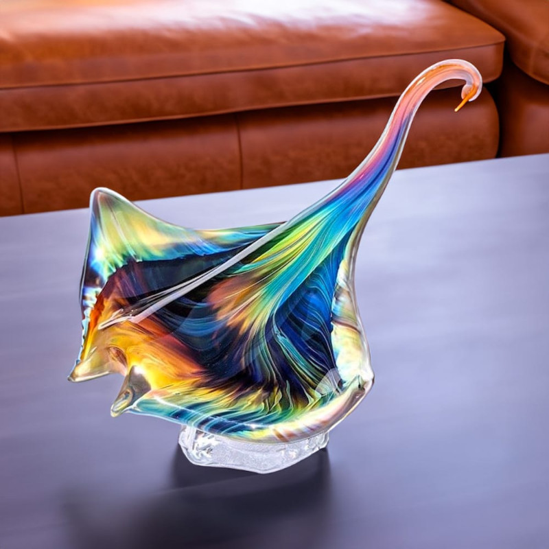 OCEANCREATURE ray fish in multicolored glass