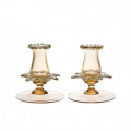 STAR DUST gold leaf candleholders pair