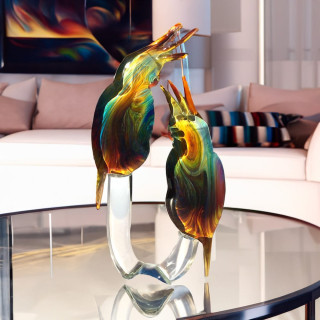 scultura di uccelli in vetro moderna Made in Italy