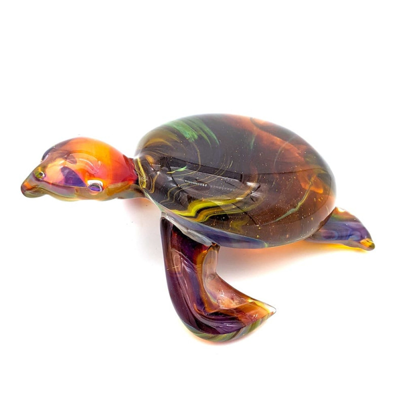 TERRA&MARE MALE sculpture of turtle with Chalcedony glass