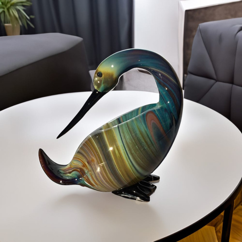 GREEN SWAN Elegant animal glass figure