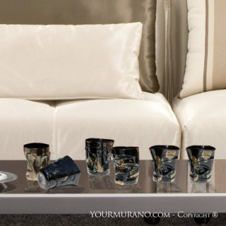 set di bicchieri in vetro nero arredo interni