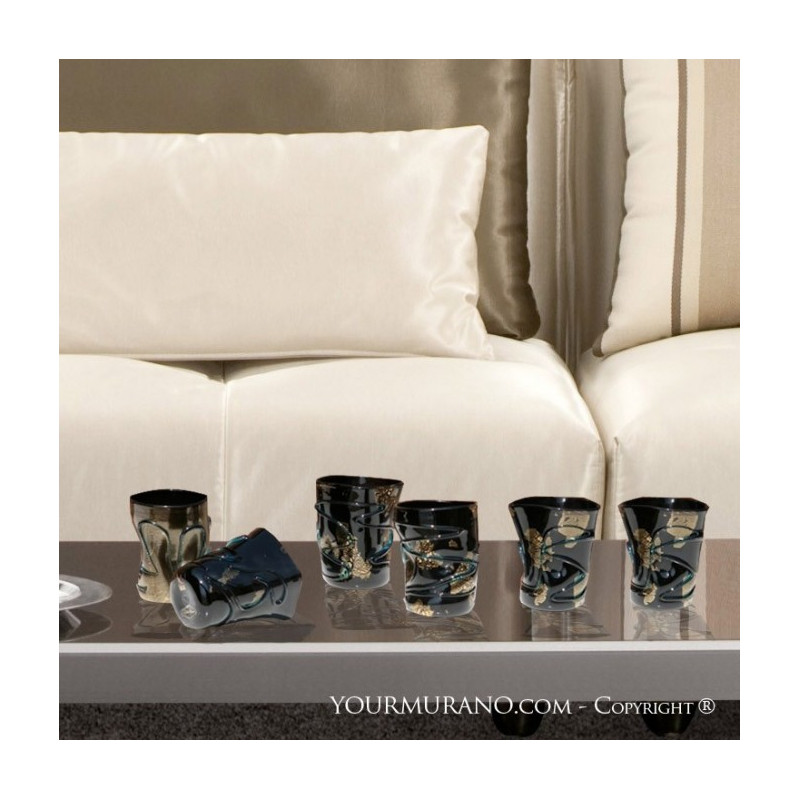 Black drinking glasses set home décor