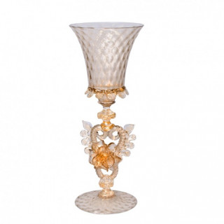 Venezia goblet in transparent smoked glass with gold details