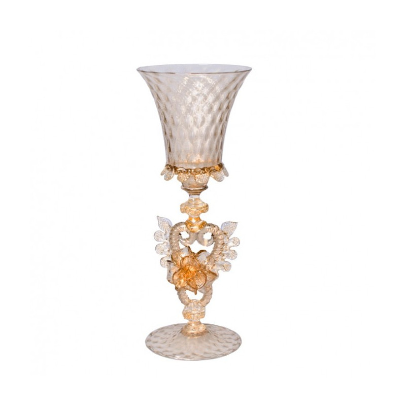Venezia goblet in transparent smoked glass with gold details
