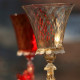 calici veneziani in vetro trasparente e rosso artigianali