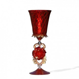 Venice goblet in red glass with gold details