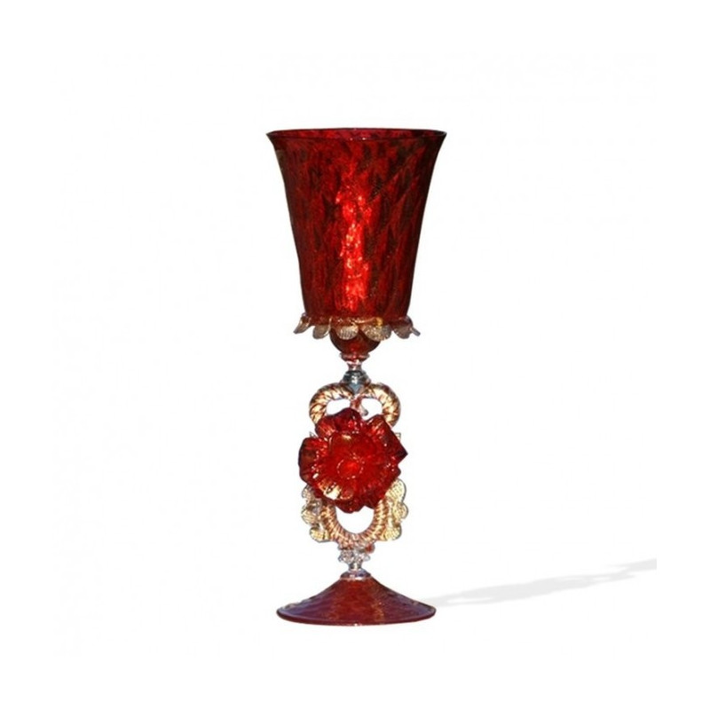 Venezia calice in vetro rosso con dettagli oro