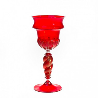 Venice goblet in red glass with gold details