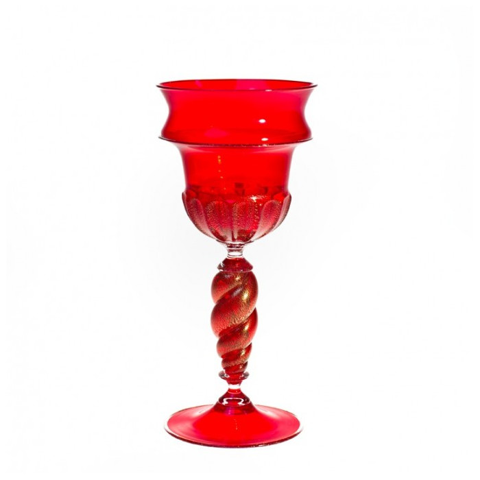 Venice goblet in red glass with gold details