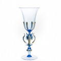 LANCILLOTTO Blue and gold leaf decorative goblet